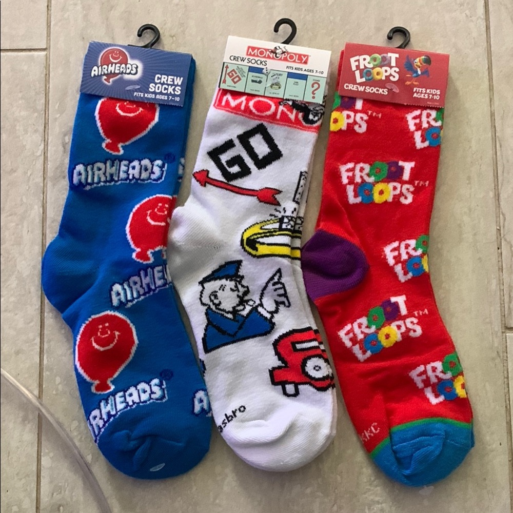 Airheads, Monopoly, and Froot Loops Crew Socks Set